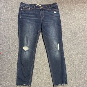 LC Lauren Conrad Dark Blue Distressed Skinny Jeans